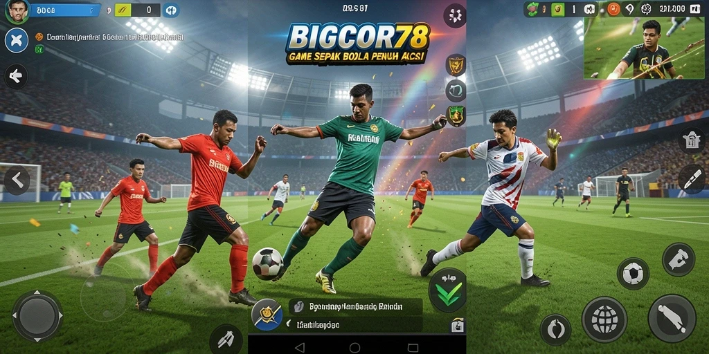 Screenshot gameplay <strong>BIGCOR78</strong> menampilkan momen seru dalam pertandingan sepak bola.