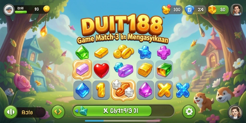 Tampilan gameplay seru dari game Match-3 DUIT188.