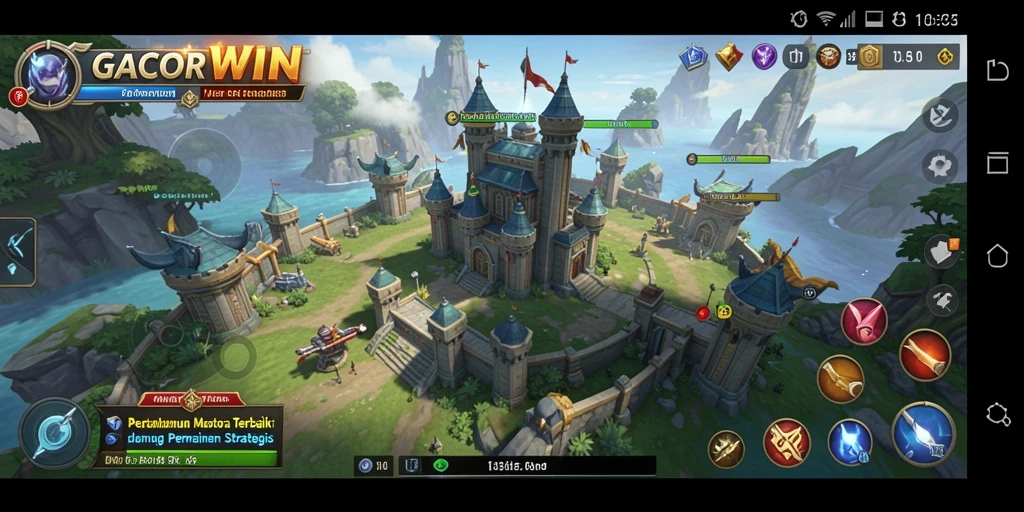 Tampilan gameplay GACORWIN menampilkan pertempuran menara yang intens dan grafis menarik.