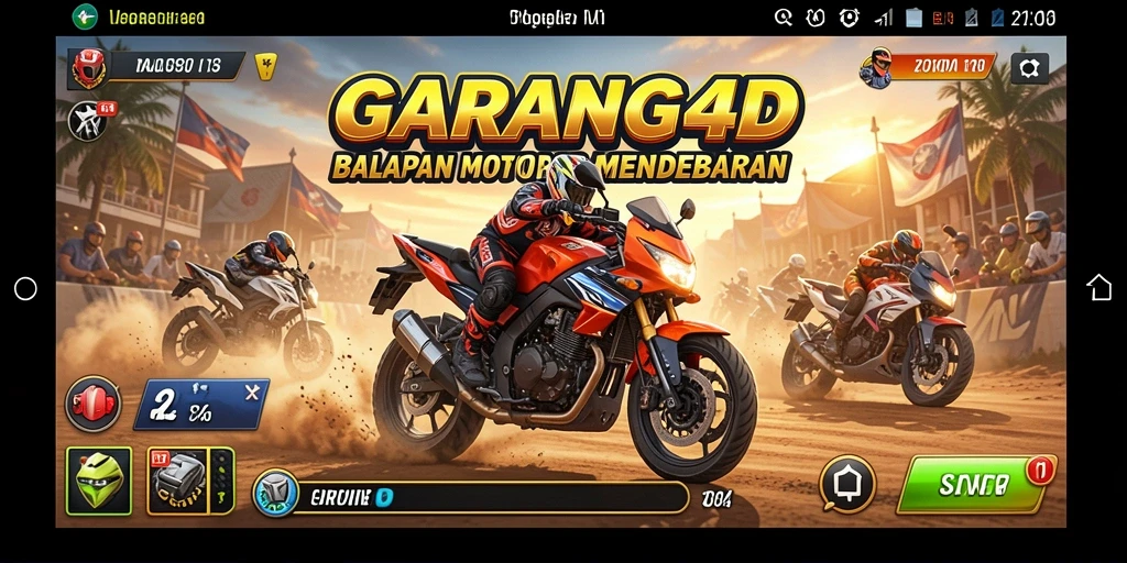 Screenshot gameplay GARANG4D yang menampilkan balapan motor yang mendebarkan.