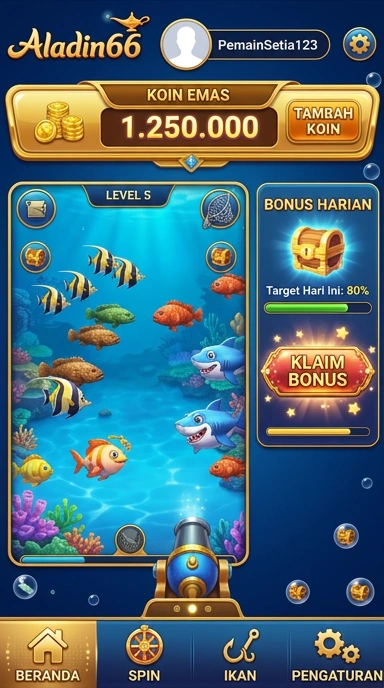 Tampilan aplikasi aladin66 yang user-friendly.